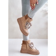  women`s insulated ankle boots on a platform brown alcyhen