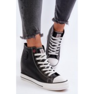  women`s wedge sneakers cross jeans black