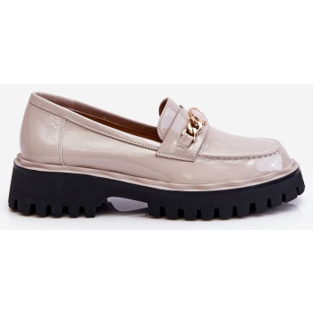 patent leather platform loafers light