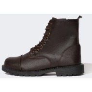  defacto men's lace-up and zippered high-sole faux leather boots