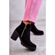  suede high-heeled boots with zipper black sevione