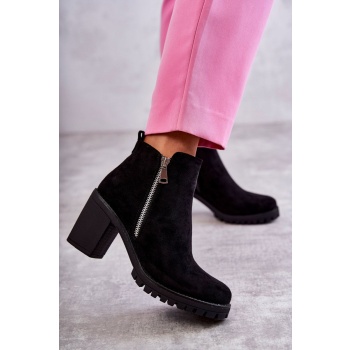 suede high-heeled boots with zipper σε προσφορά