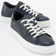  luvishoes ayverie navy blue genuine leather women`s sneakers