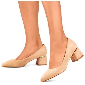 primohurt beige suede low-heeled pumps