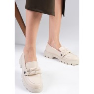  mio gusto judi women`s beige color thick-soled loafers