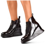  primohurt leather patent leather women`s wedge boots. elegant, insulated women`s ankle boots