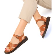  soho tan women`s genuine leather sandals 19138