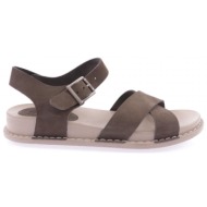  dgn p31-23y women`s cross strap sandals genuine leather khaki nubuck