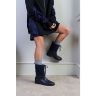  ni̇şantaşi shoes ginger navy blue genuine suede flat heel women`s rain boots