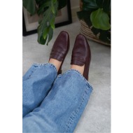  ni̇şantaşi shoes emma burgundy inside and outside genuine leather flat sole women`s ballerinas