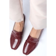  mio gusto margot claret red color patent leather flat toe women`s short heeled shoes