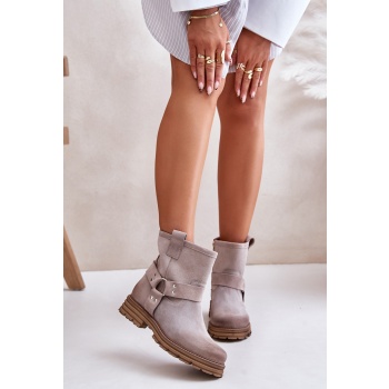 suede women`s ankle boots with flat