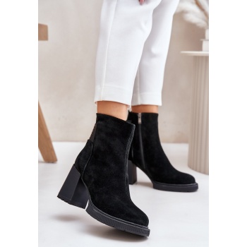 suede ankle boots on heel insulated