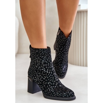 suede ankle boots on a heel with