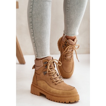 women`s lace-up ankle boots camel