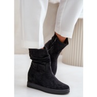  ankle boots with a pleated upper on a hidden gusset black zinradea