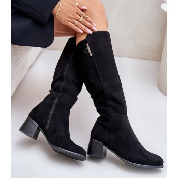 knee-length eco-suede boots black izanae