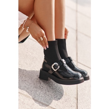 patent leather ankle boots with sock