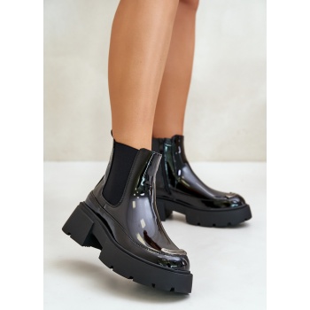 insulated lacquered ankle boots chelsea