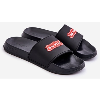 men`s slippers with big star logo black