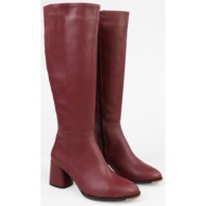  shoeberry women`s kiella burgundy leather heeled boots