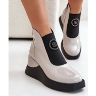  leather wedge ankle boots d&a light gray