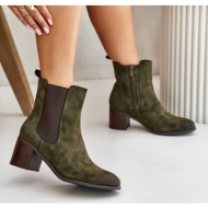  insulated women`s ankle boots with heels dark green radeya