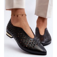  cut-out ballerina flats in genuine leather zazoo 2883 black