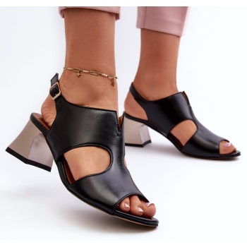 women`s leather high heel sandals by