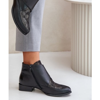 leather ankle boots with low heel and