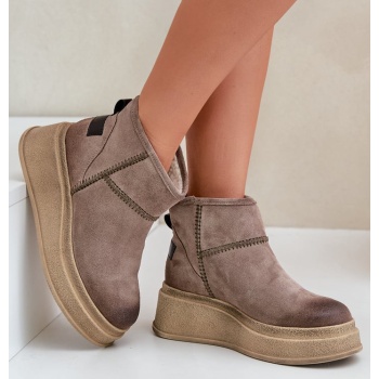 leather suede snow boots on platform