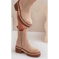  ph2 beige insulated ankle boots with zipper linneviae