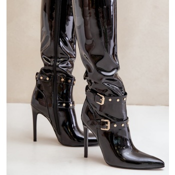 fb3 lacquered ankle boots on stiletto