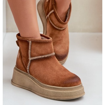 leather suede snow boots on platform