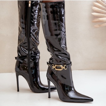 fb3 lacquered stiletto boots with