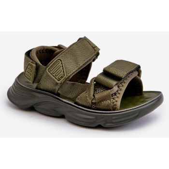 fr1 kids` green velcro-strap sandals