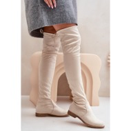  ph2 knee high flat heel boots made of eco suede beige linnithia