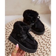  fr1 snow boots kids insulated with fur black adelane