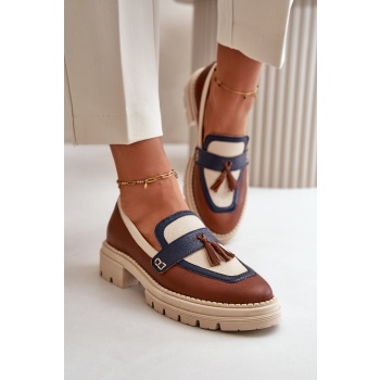 leather women`s moccasins brown laura