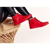  women`s leather high sneakers big star v274529 red