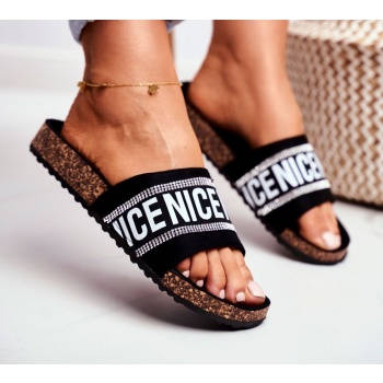 women`s flip-flops black zircons benice σε προσφορά