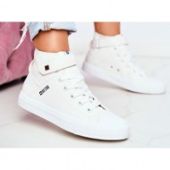  women`s leather high sneakers big star v274541 white