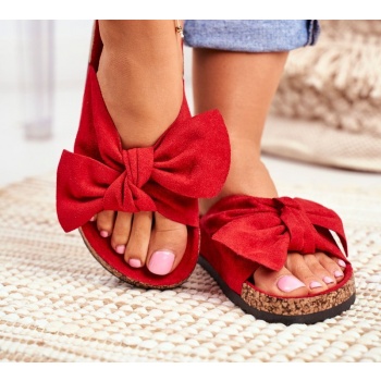 women`s red flip-flops bows wendy σε προσφορά