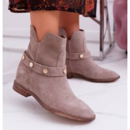  women’s boots flat laura messi 1890 leather beige darmah