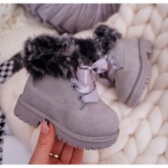  children`s boots insulated with fur grey tesoro
