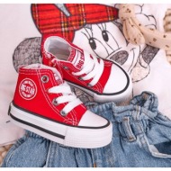  children`s high sneakers with a zipper big star hh374190 red
