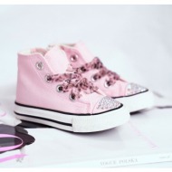 children`s sneakers high pink smile