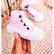  children`s high sneakers with a zipper big star hh374191 pink
