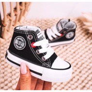  children`s high sneakers with a zipper big star hh374188 black