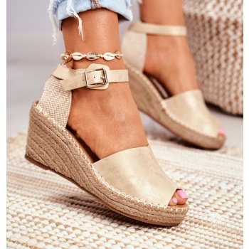 sandals on a braided wedge gold maritta σε προσφορά